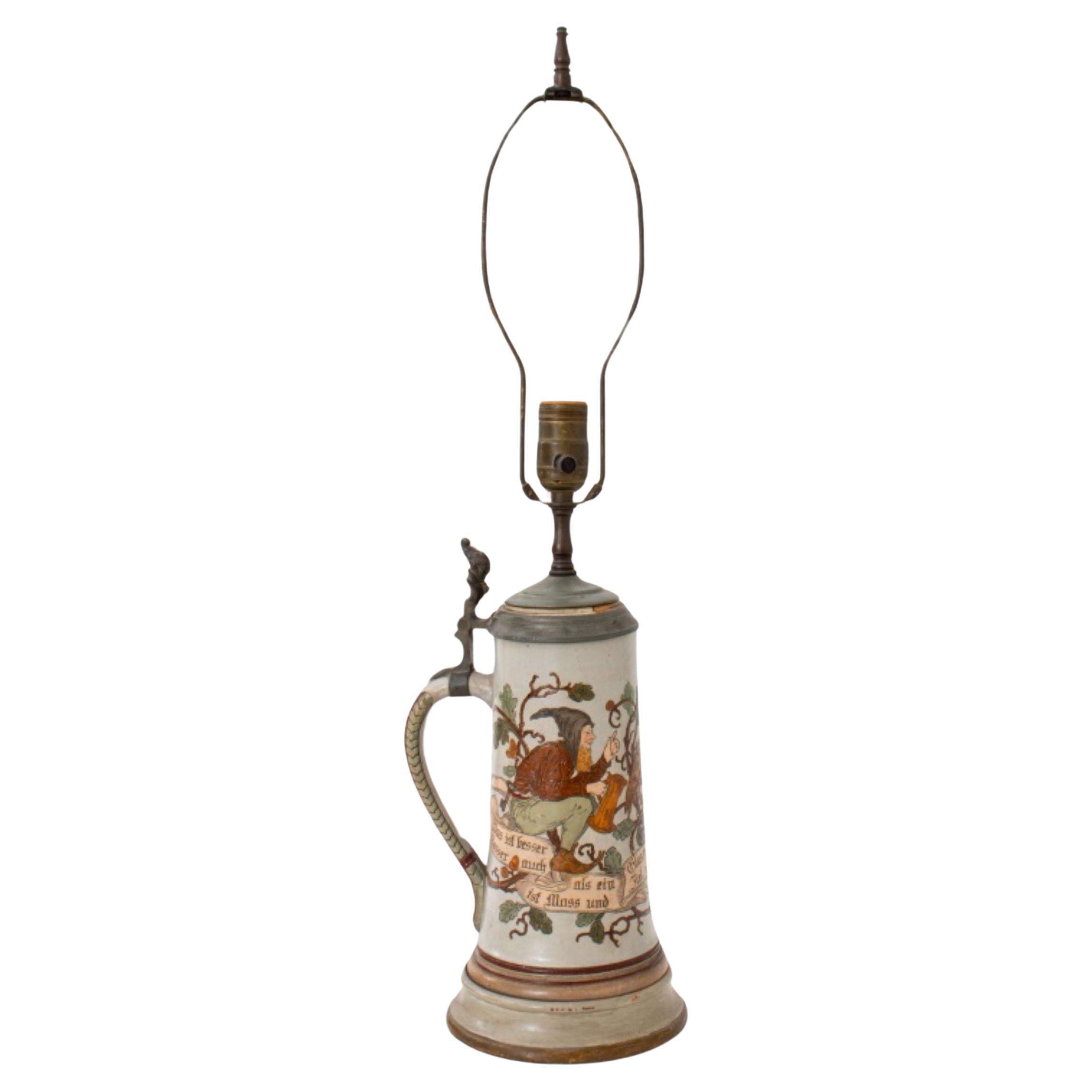 German Bier Stein Mounted as a Lamp