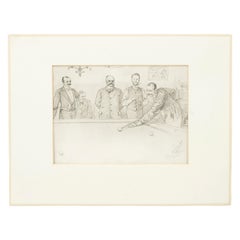 German Billiard Lithograph, Titled 'in the Billiard Room' by C Allers