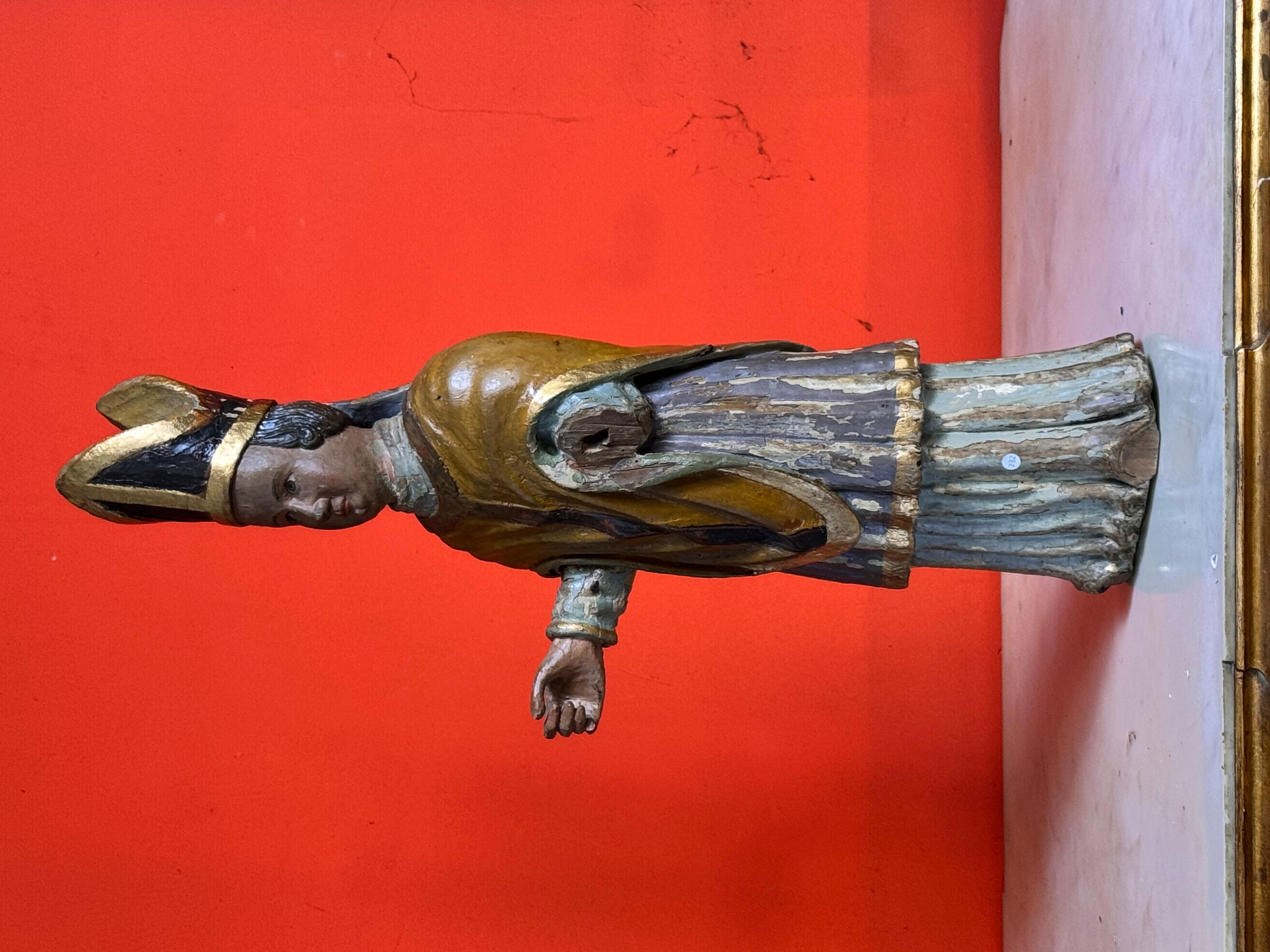Spanish German Bishop in Carved and Polychromed Wood, 15th-16th Centuries For Sale