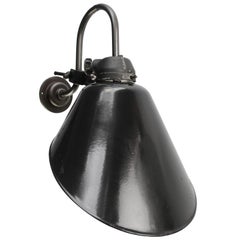 German Black Enamel Vintage Railroad Sconces Wall Lights