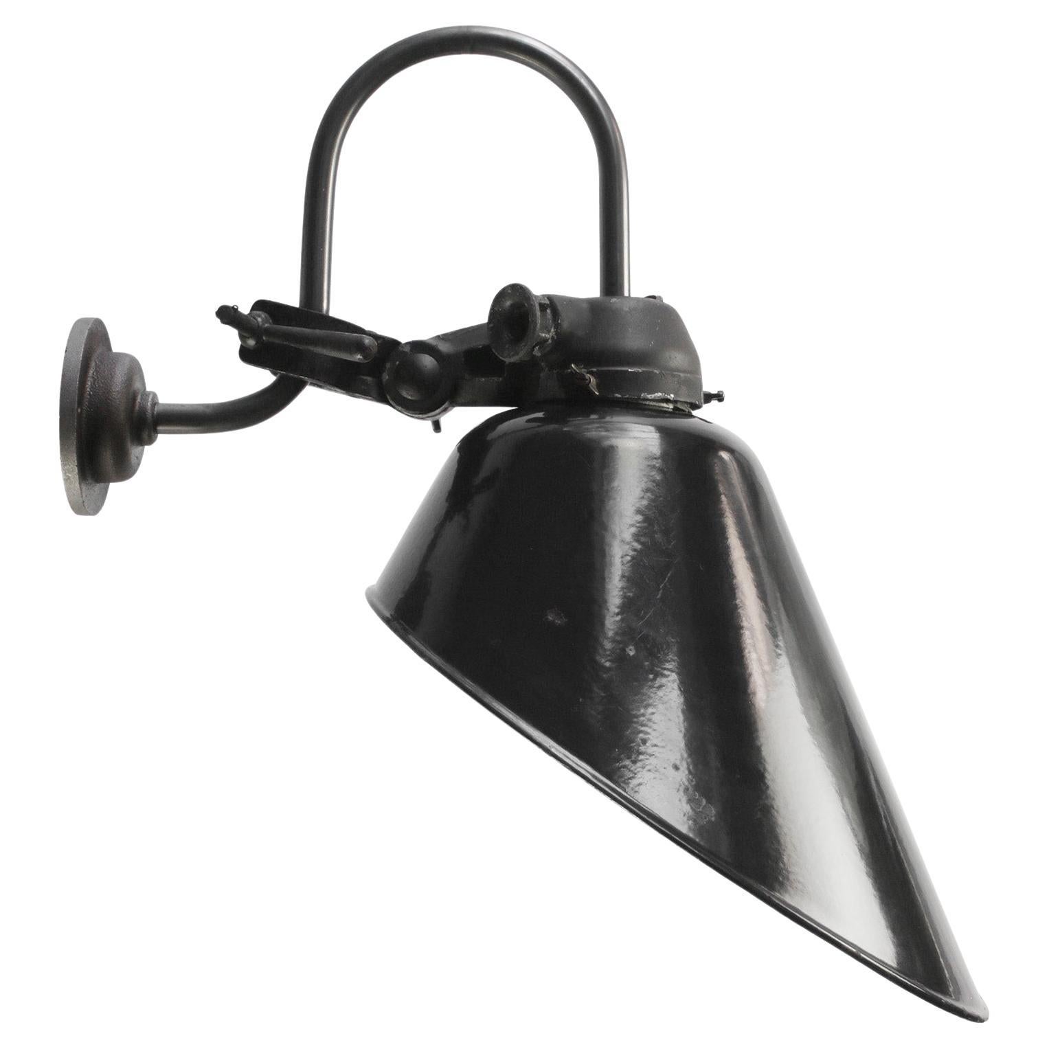 German Black Enamel Vintage Railroad Sconces Wall Lights