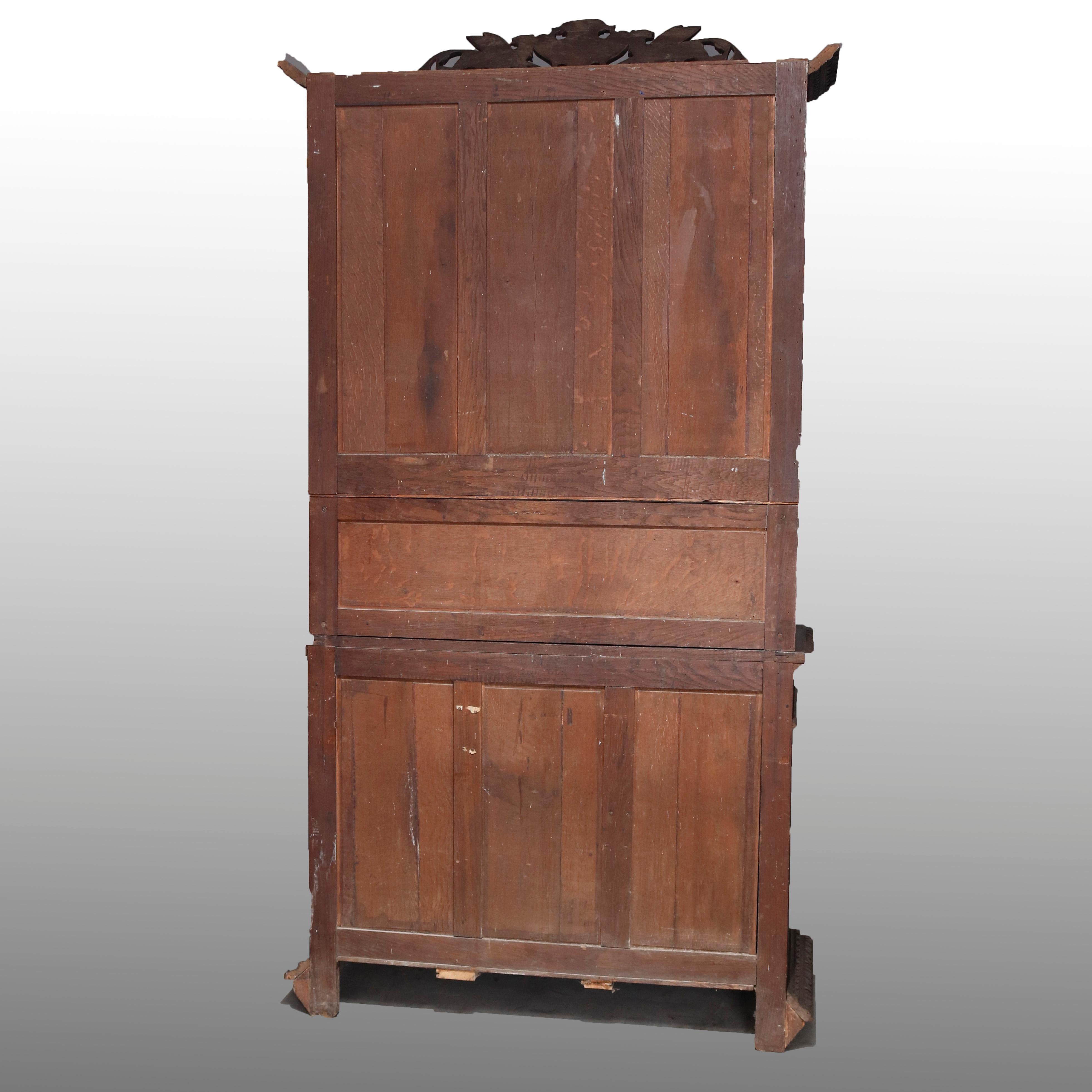 German Black Forest Figural Carved Oak Hunt Court Cupboard, circa 1890 10