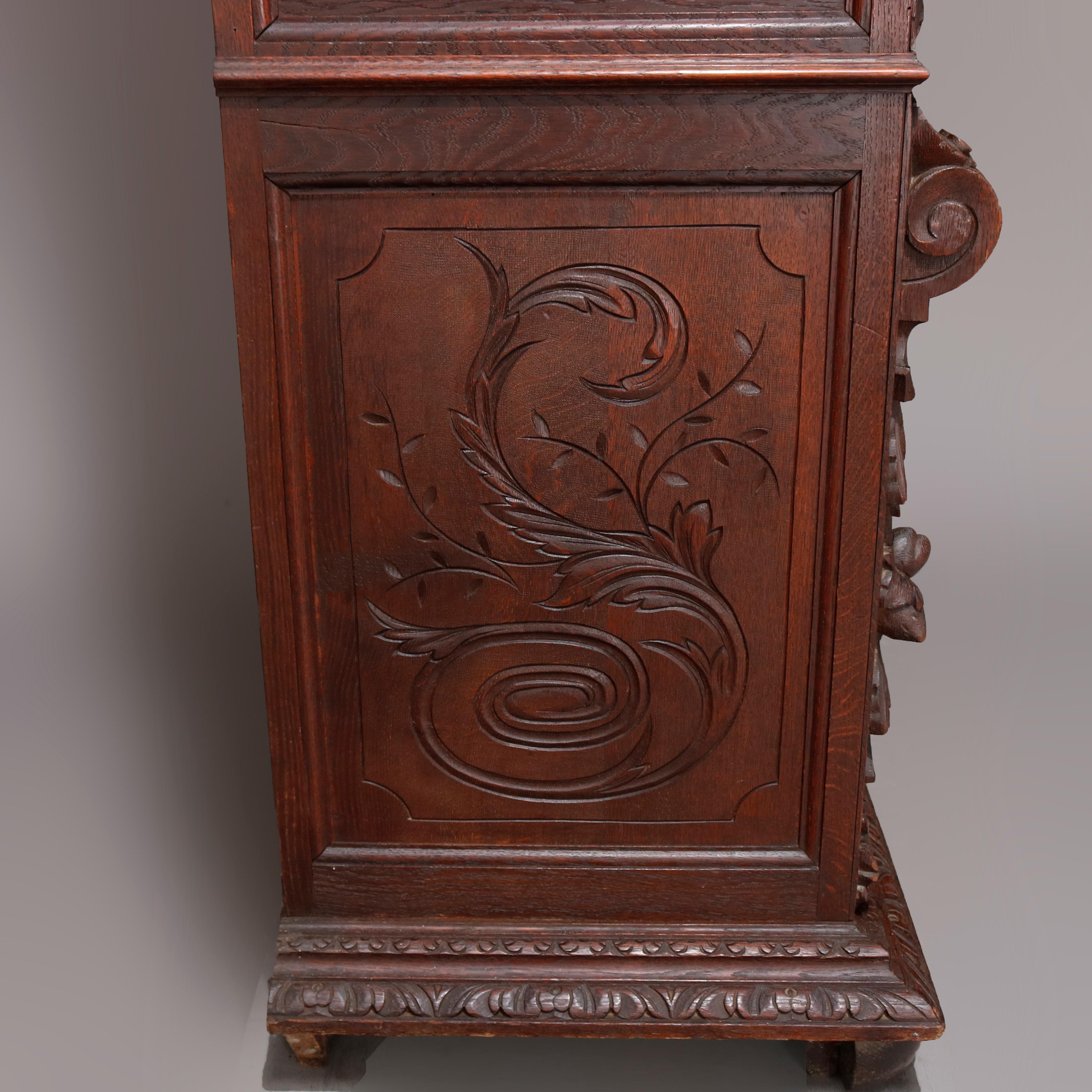 German Black Forest Figural Carved Oak Hunt Court Cupboard, circa 1890 12