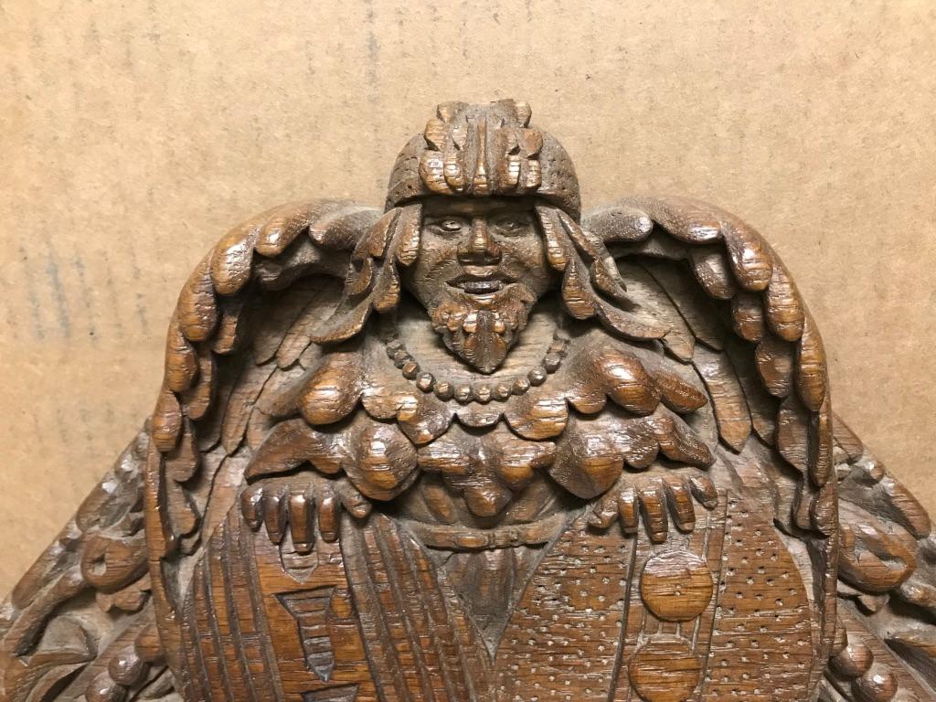 Hand-Carved German Black Forest Oak Carving of a Viking Warrior