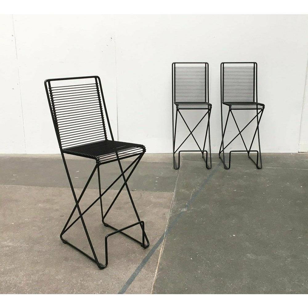 Metal German Black Kreuzschwinger Kitchen Barstool by Till Behrens, 1980s For Sale