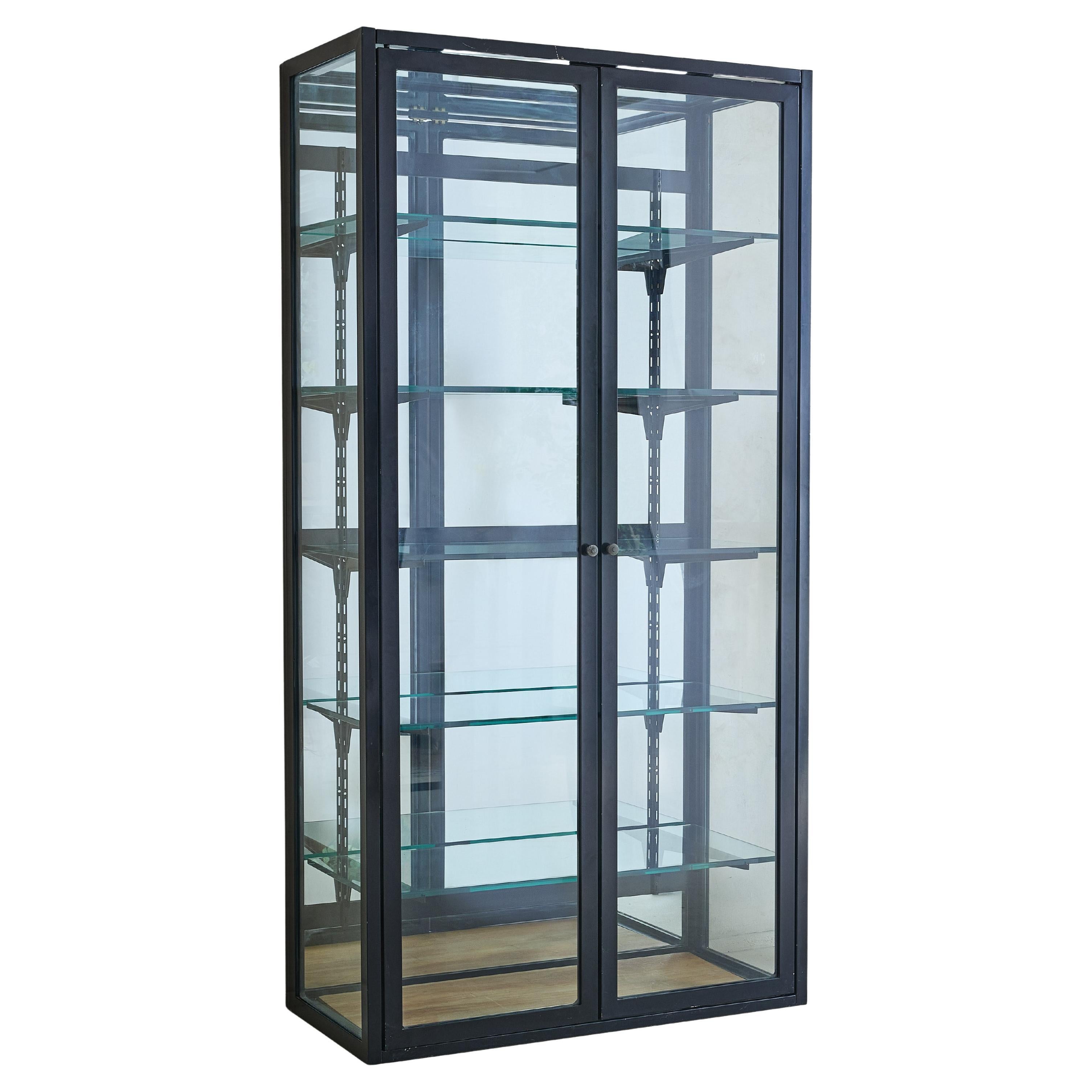 German Black Metal Display Cabinet by Bohnacker, 1950s