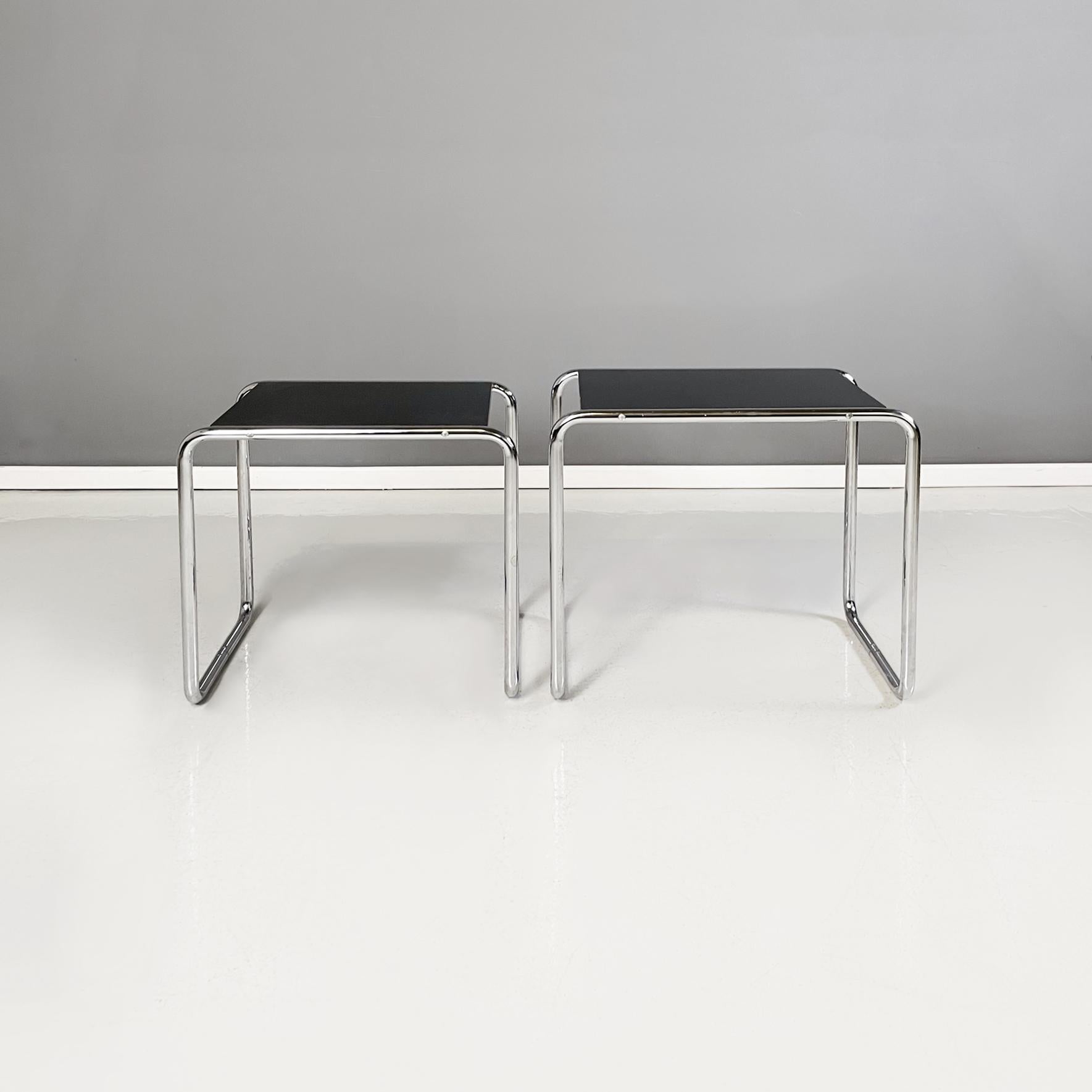 Modern German Black Wood and Steel Coffee Tables by Arnold Bauhaus Collection, 1980s For Sale