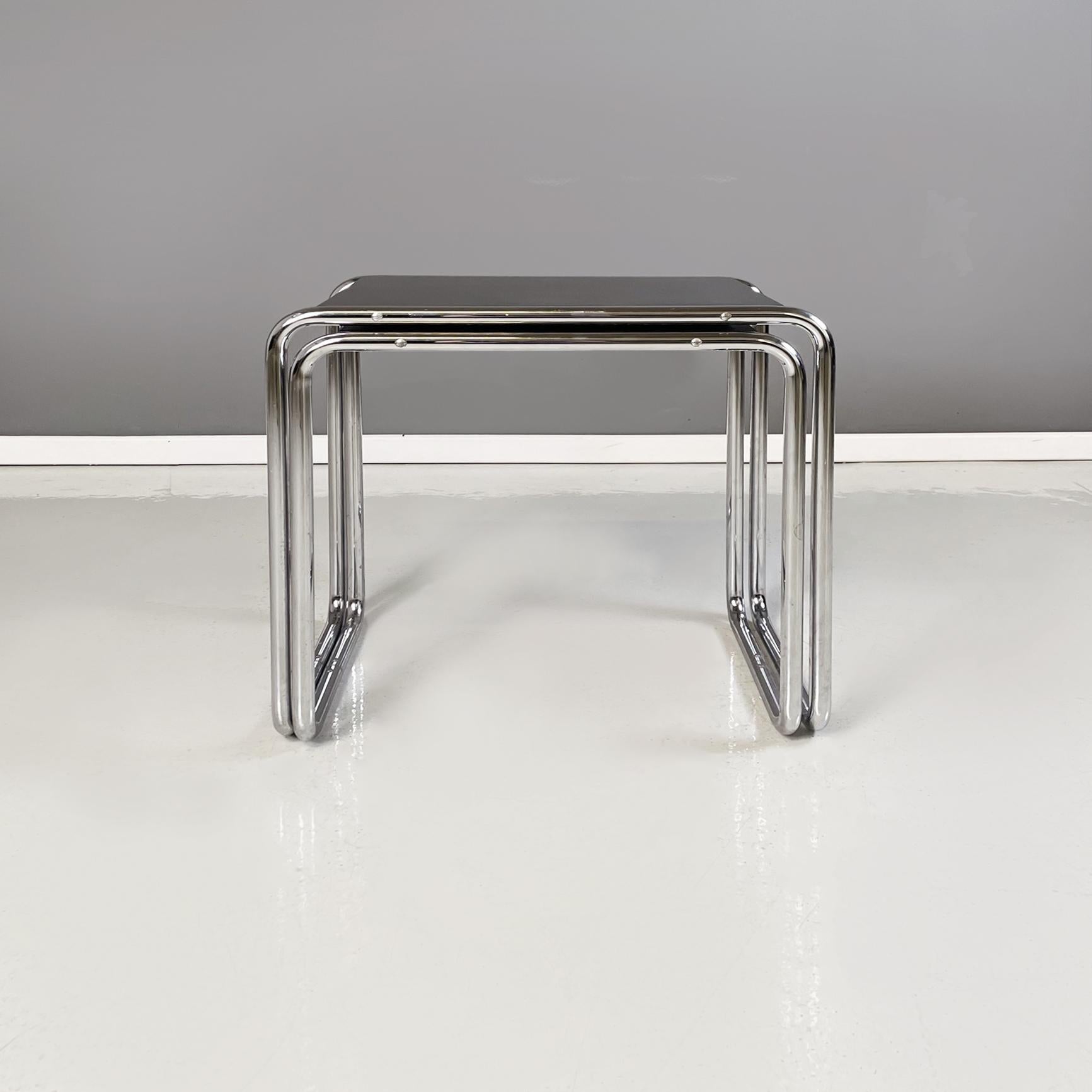 German Black Wood and Steel Coffee Tables by Arnold Bauhaus Collection, 1980s In Good Condition For Sale In MIlano, IT