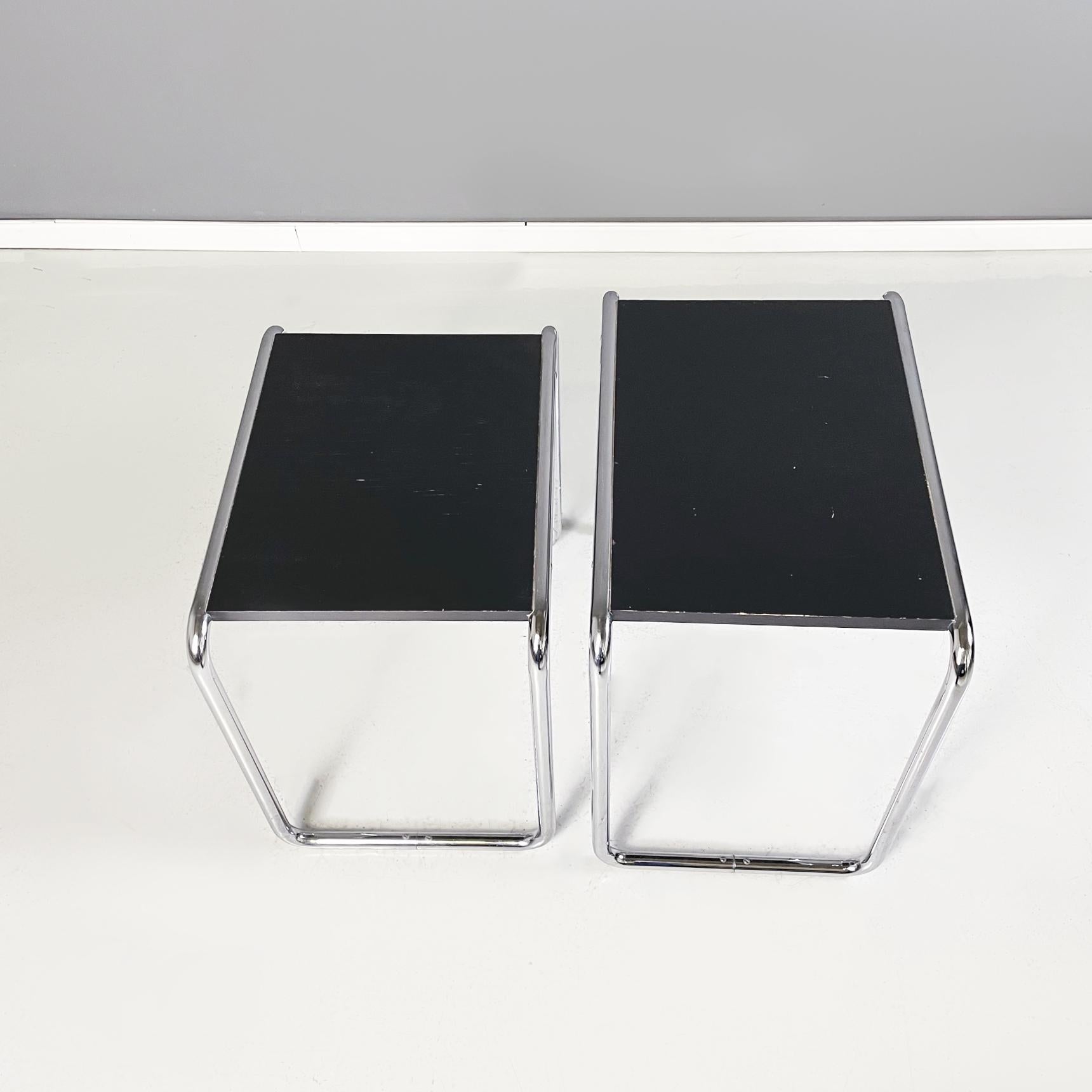 Late 20th Century German Black Wood and Steel Coffee Tables by Arnold Bauhaus Collection, 1980s For Sale