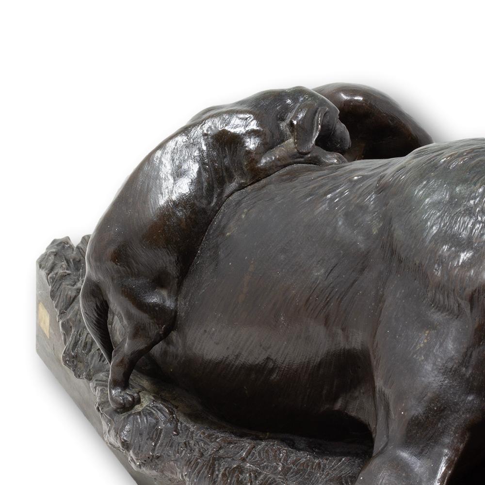Groupe en bronze représentant un chien de chasse allemand, par W. Prehn, vers 1860 en vente 4