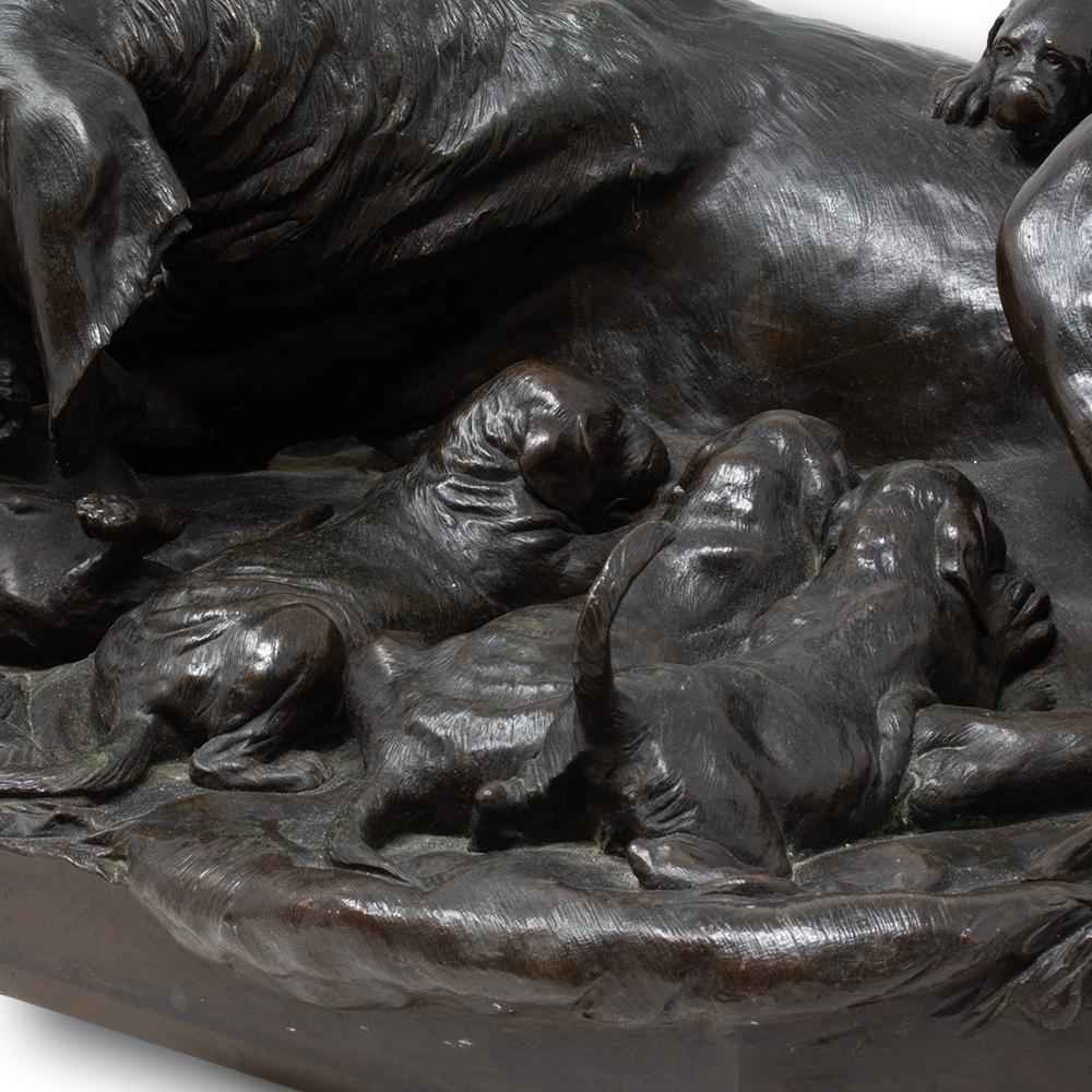 Groupe en bronze représentant un chien de chasse allemand, par W. Prehn, vers 1860 en vente 7