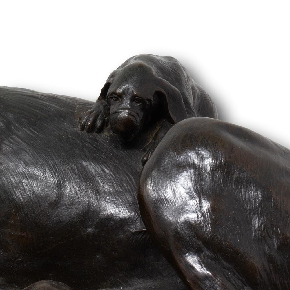 Groupe en bronze représentant un chien de chasse allemand, par W. Prehn, vers 1860 en vente 8