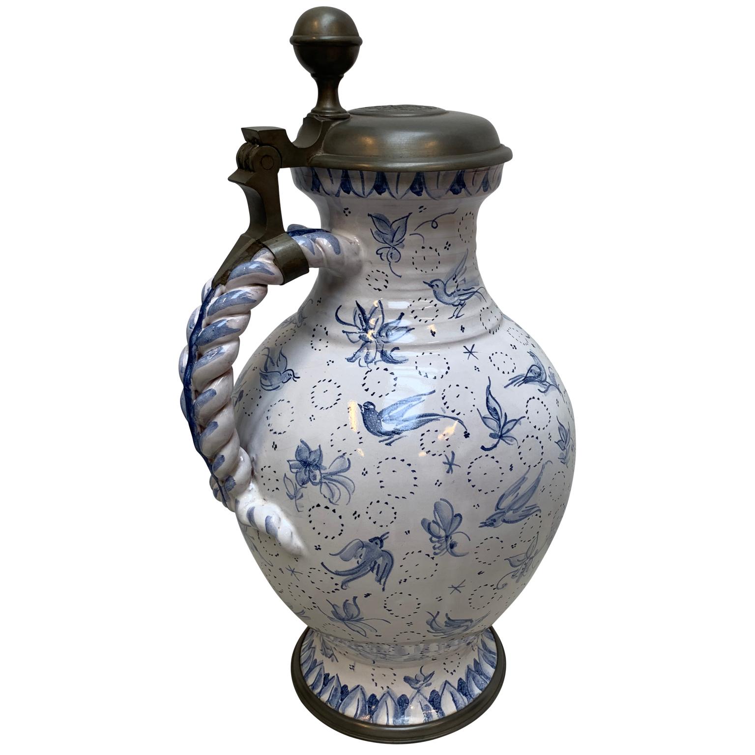 German Blue and White Faience Enghalskrug, Ansbach Jug, Circa 1780 In Good Condition In Haddonfield, NJ