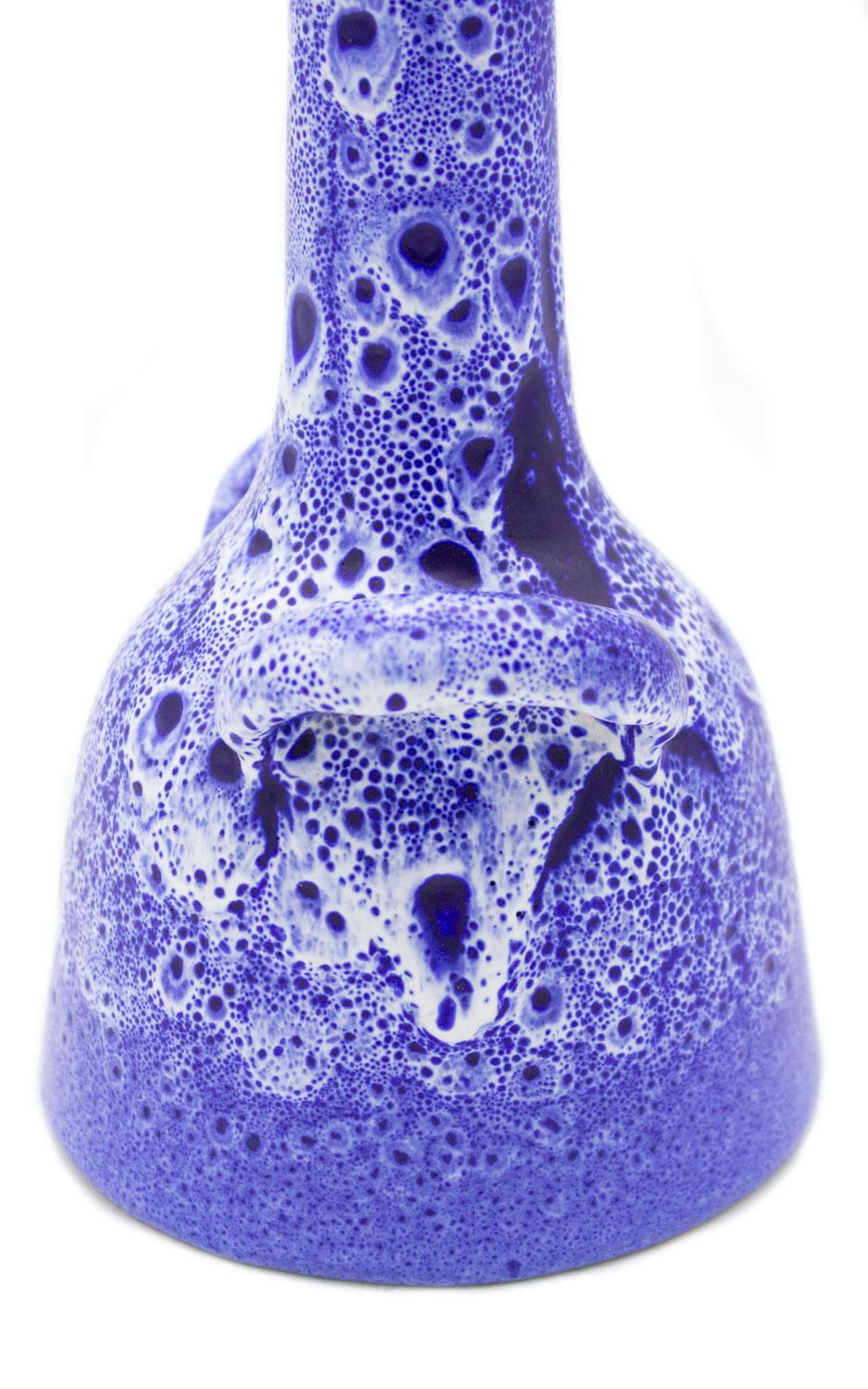 Tedesco German Blue Ceramic Vase with Handle in vendita