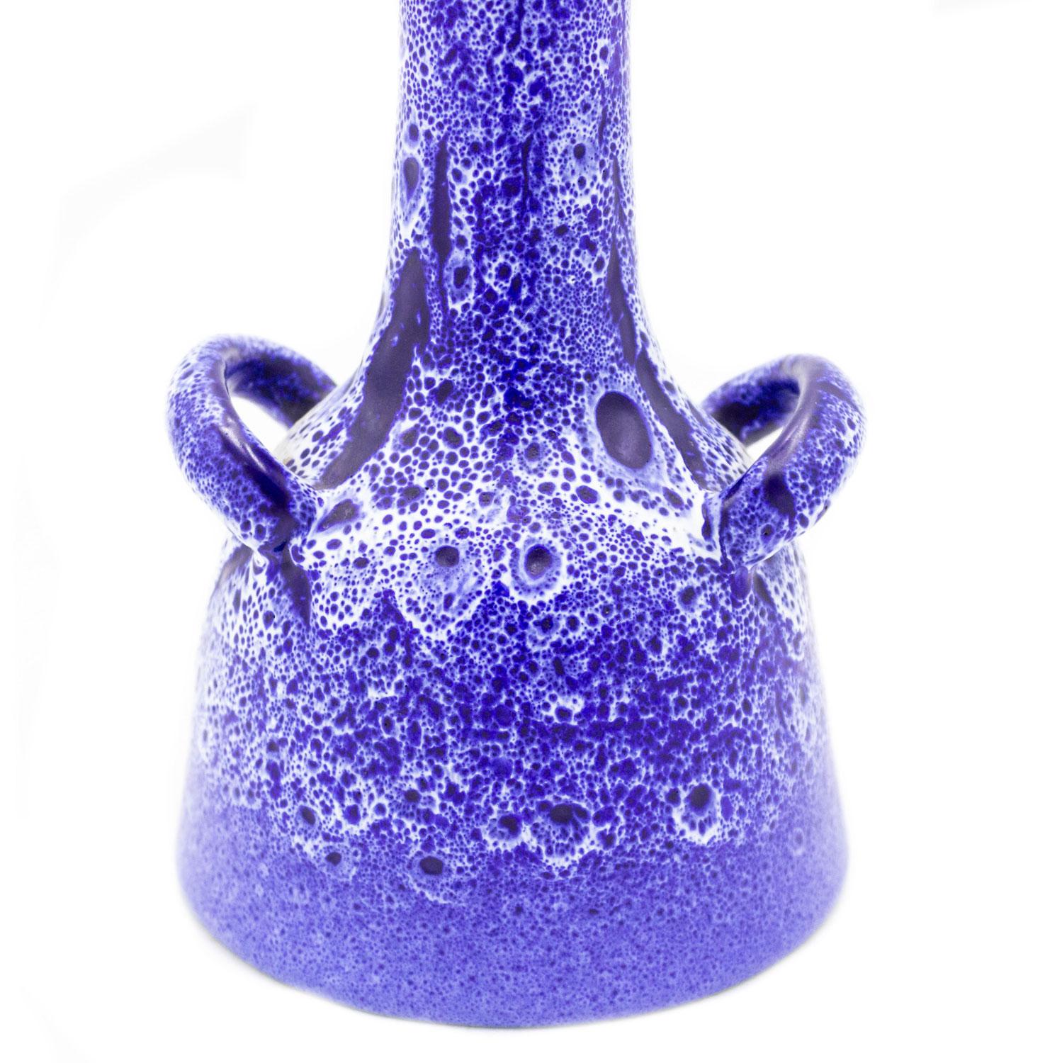 German Blue Ceramic Vase with Handle In condizioni buone in vendita a Queens, NY