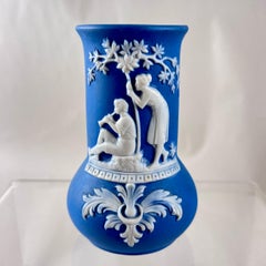 German Blue Jasperware Courting Couple Bud Vase