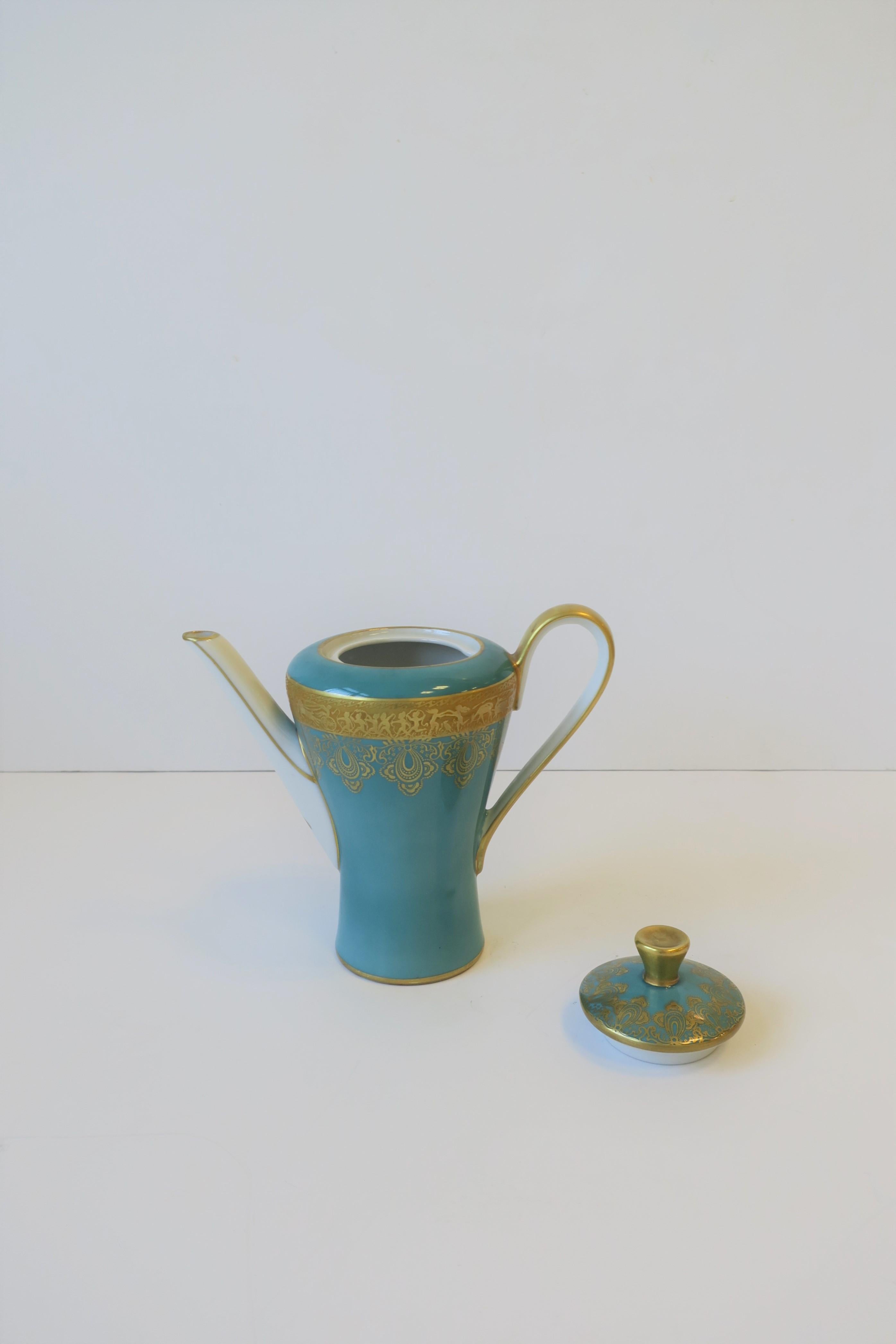 German Blue White and Gold Porcelain Tea or Coffee Pot 5