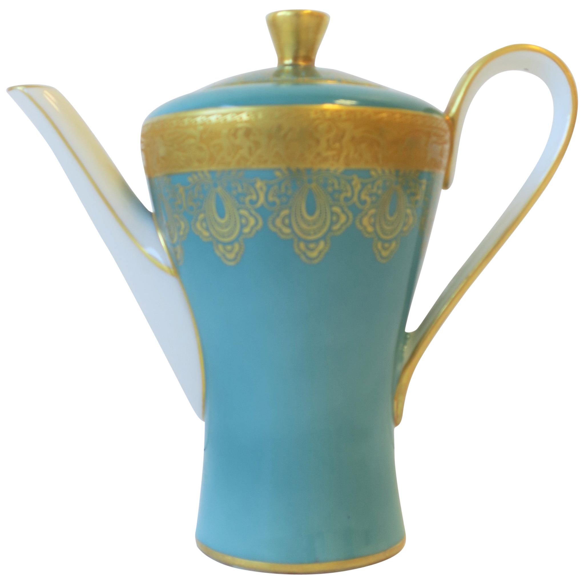 German Blue White and Gold Porcelain Tea or Coffee Pot