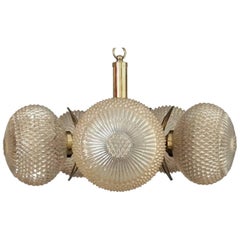 Lustre allemand en laiton et verre Spoutnik par Richard Essig