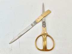 Juego de escritorio alemán de latón y cuero