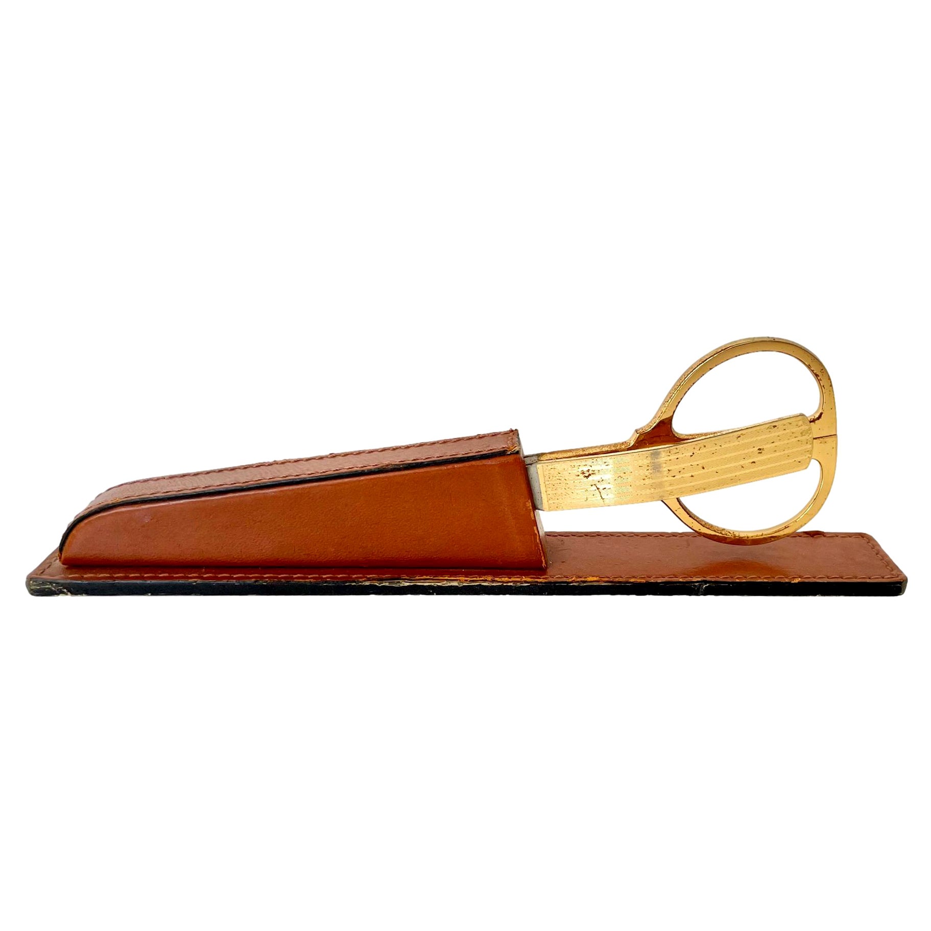 Ensemble de bureau allemand en laiton et cuir