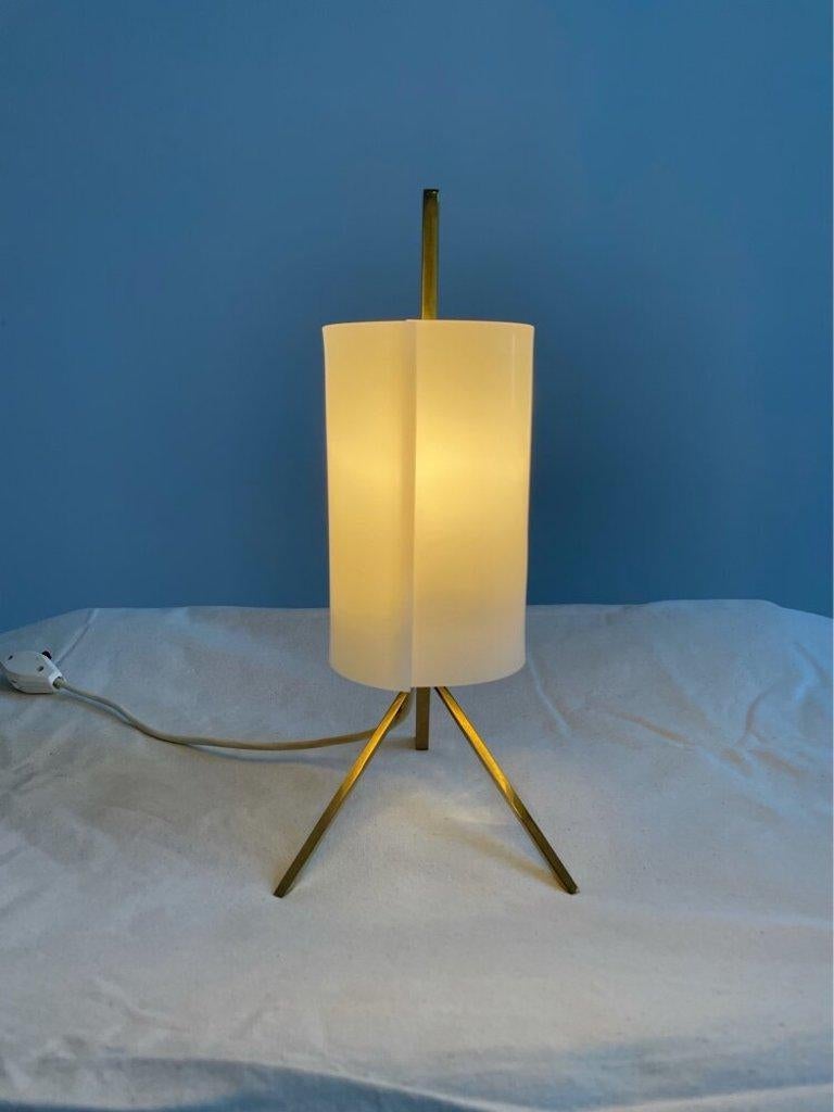 Mid-Century Modern German Brass and Plexiglass Tripod Table Lamp