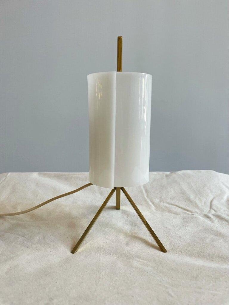 German Brass and Plexiglass Tripod Table Lamp In Good Condition In Long Island City, NY