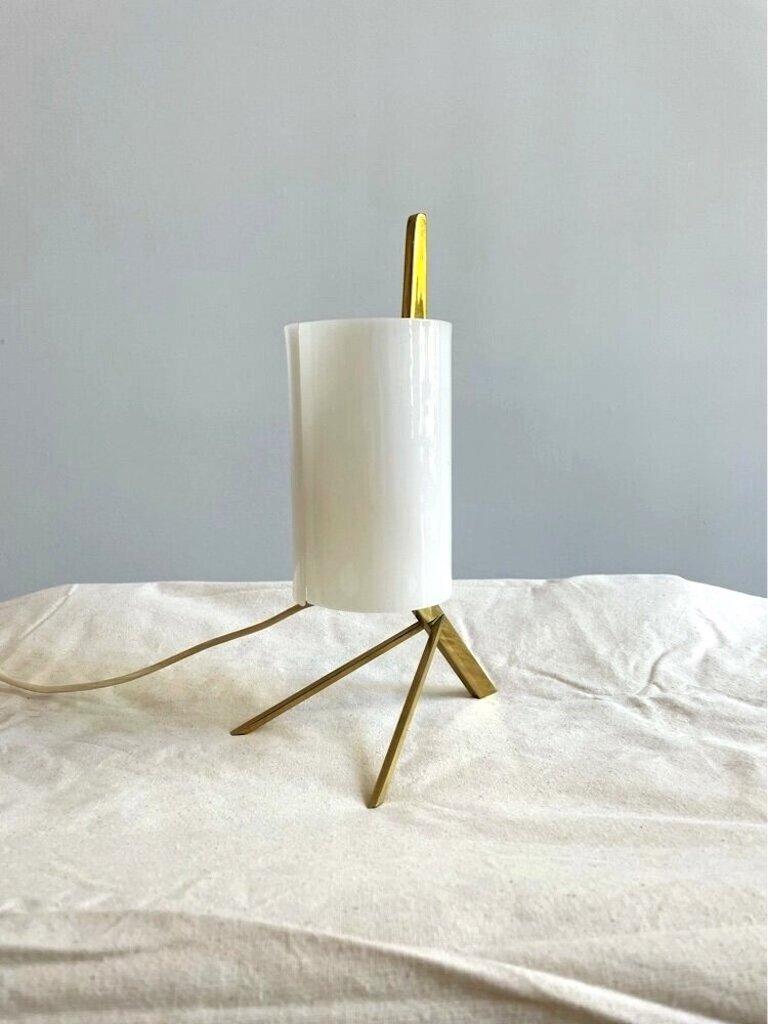 20th Century German Brass and Plexiglass Tripod Table Lamp