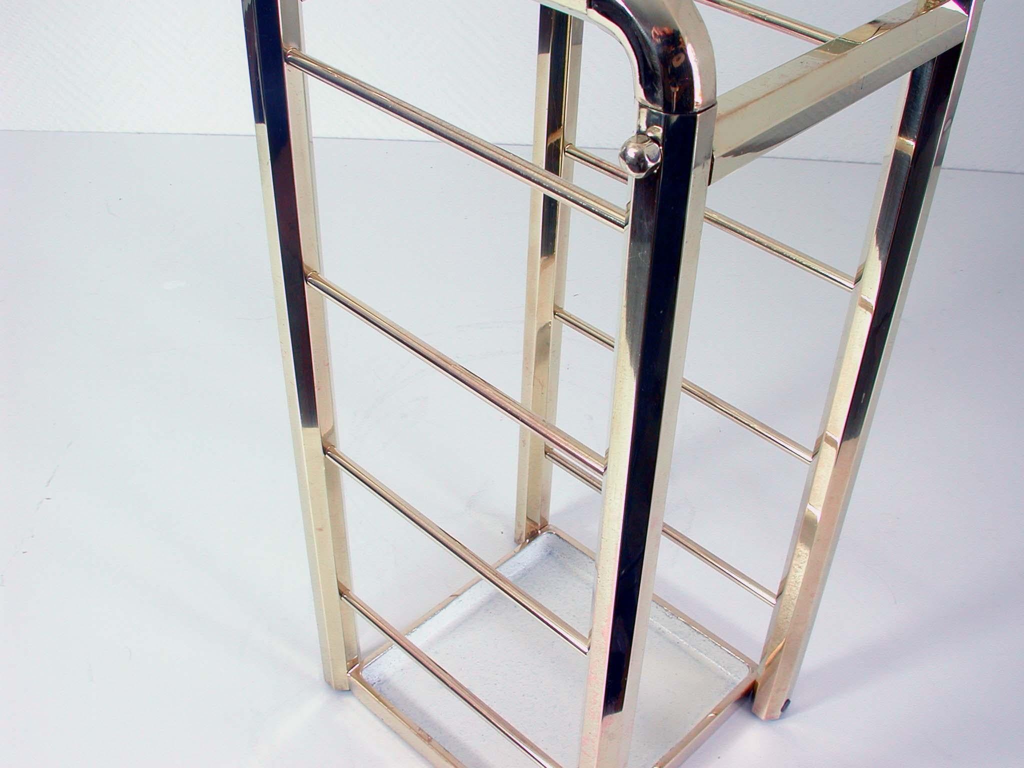 Mid-20th Century German Brass Bauhaus Cubist Umbrella Stand, 1930s-1940s