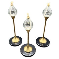 Deutsche Messing "Clear Drops" Öllampe Kerzenständer von Freddie Andersen, 3er Set