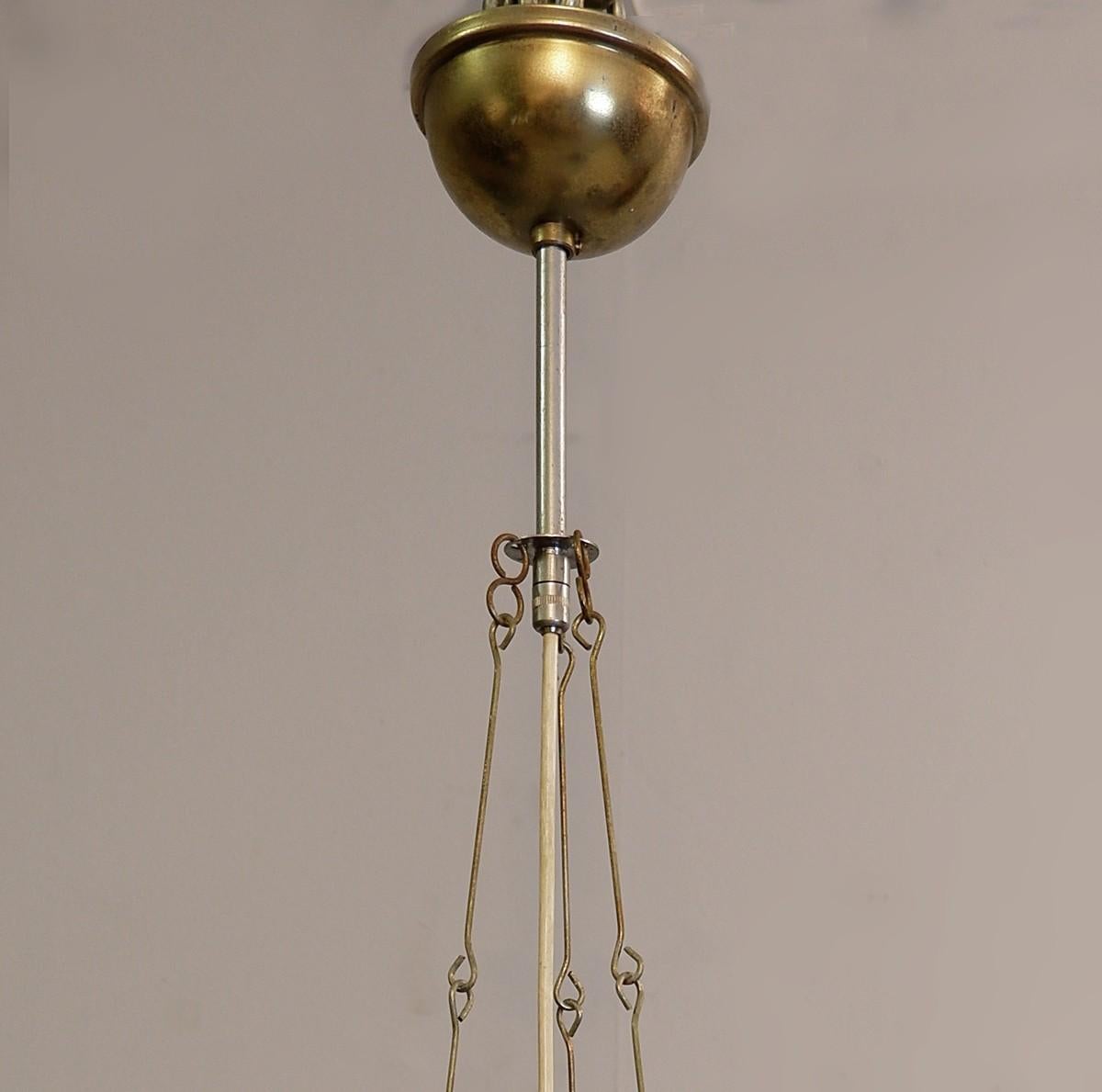 European German Brass and Glass Pendant Lamp Glashütte Limburg, 1970s
