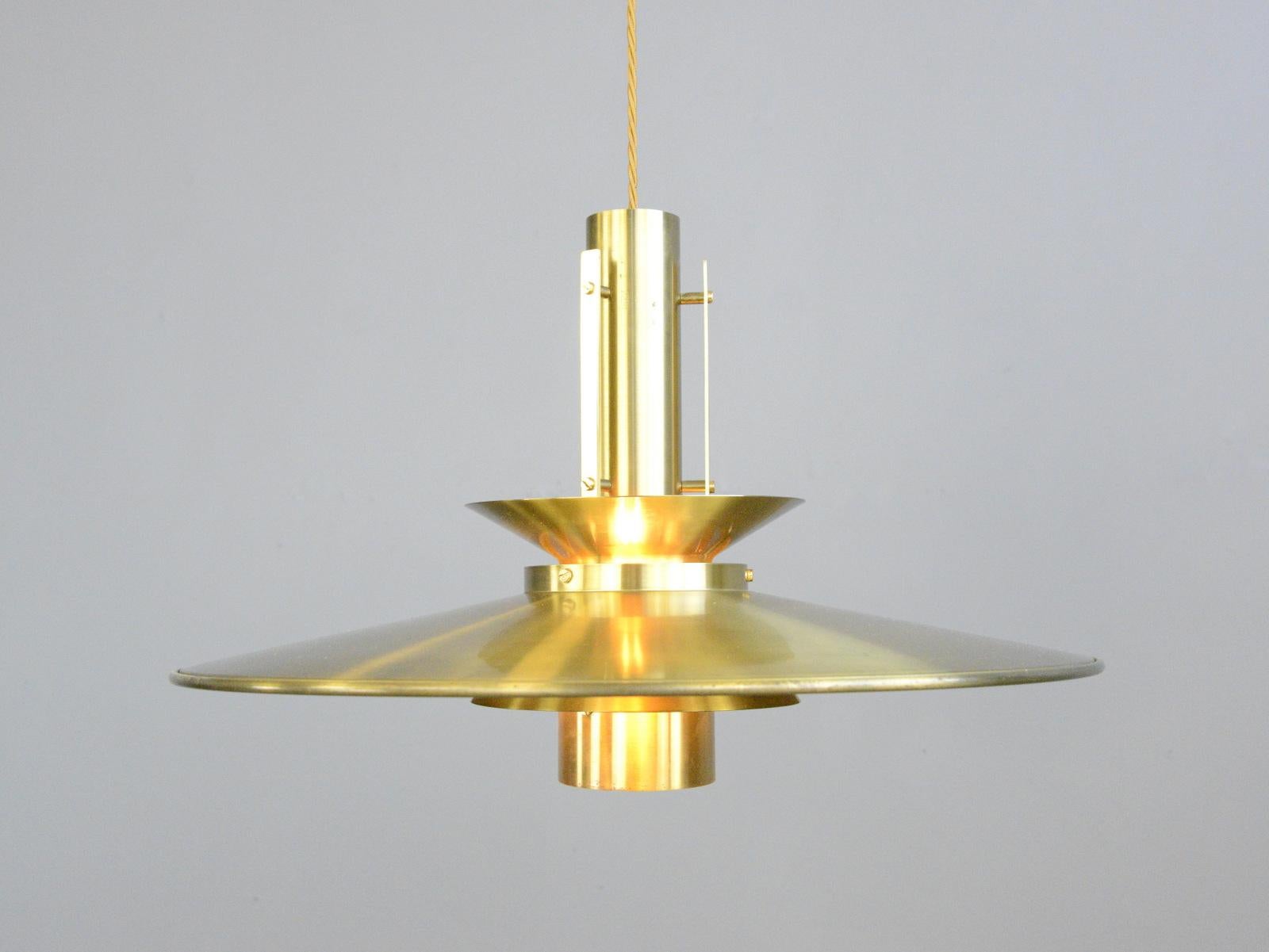 German Brass Midcentury Pendant Light In Good Condition In Gloucester, GB