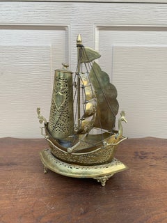 German Brass Sailing Ship Nightlight Lamp