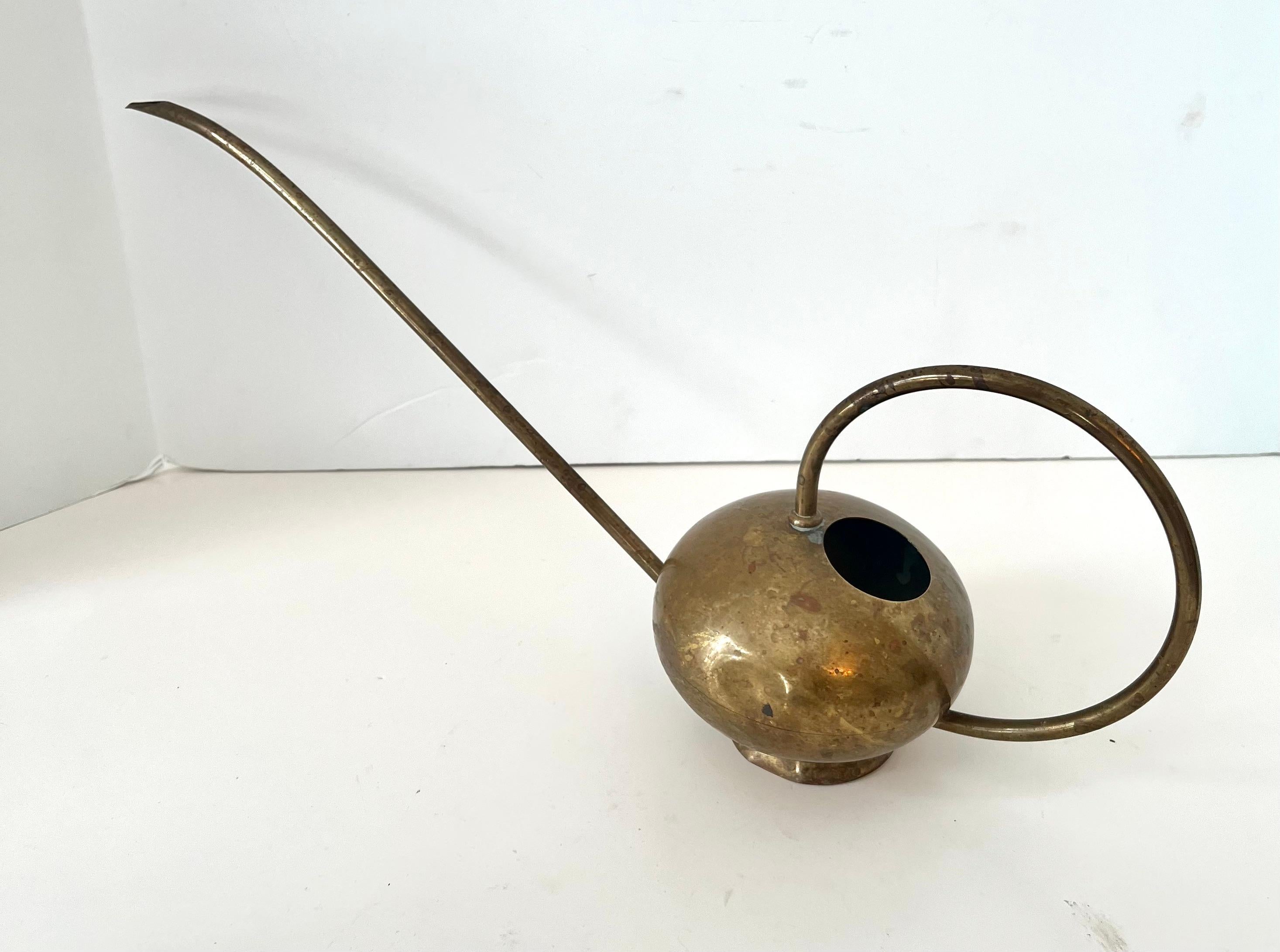 Patinated German Brass Watering or Lamp Oil Can For Sale