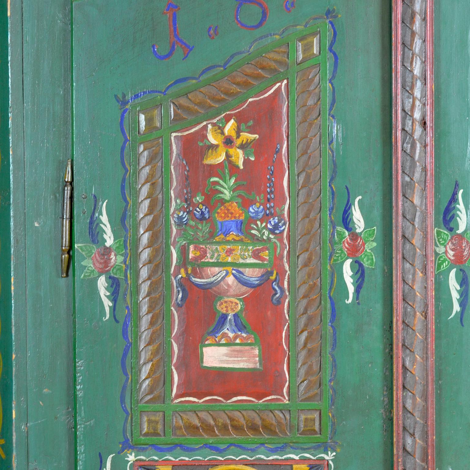 Armoire de mariage allemande, datée de 1852 en vente 2