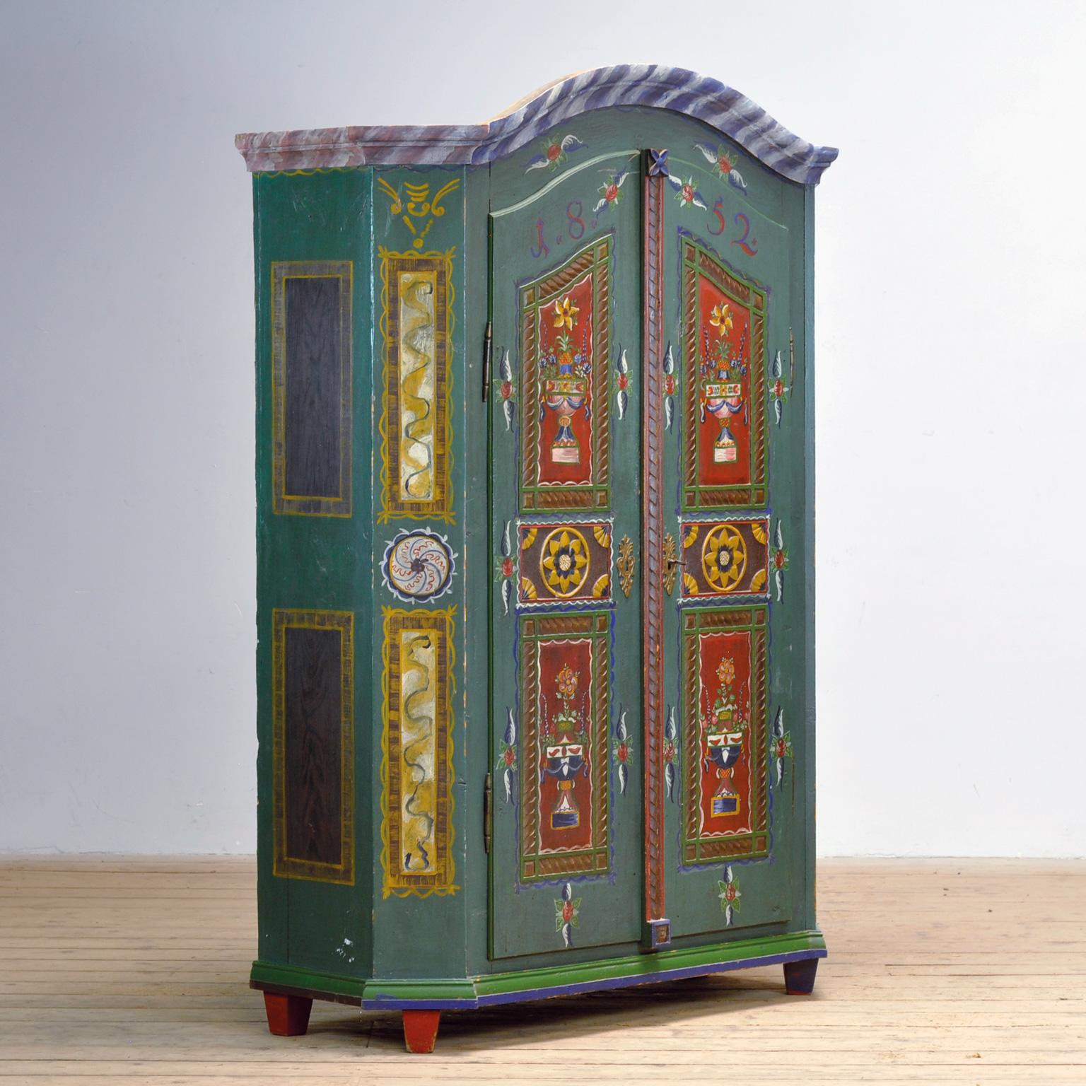 Artisanat Armoire de mariage allemande, datée de 1852 en vente