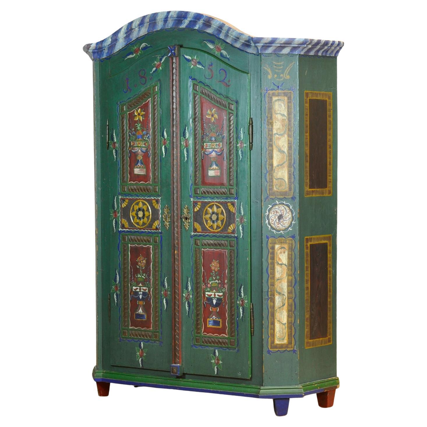 Armoire de mariage allemande, datée de 1852
