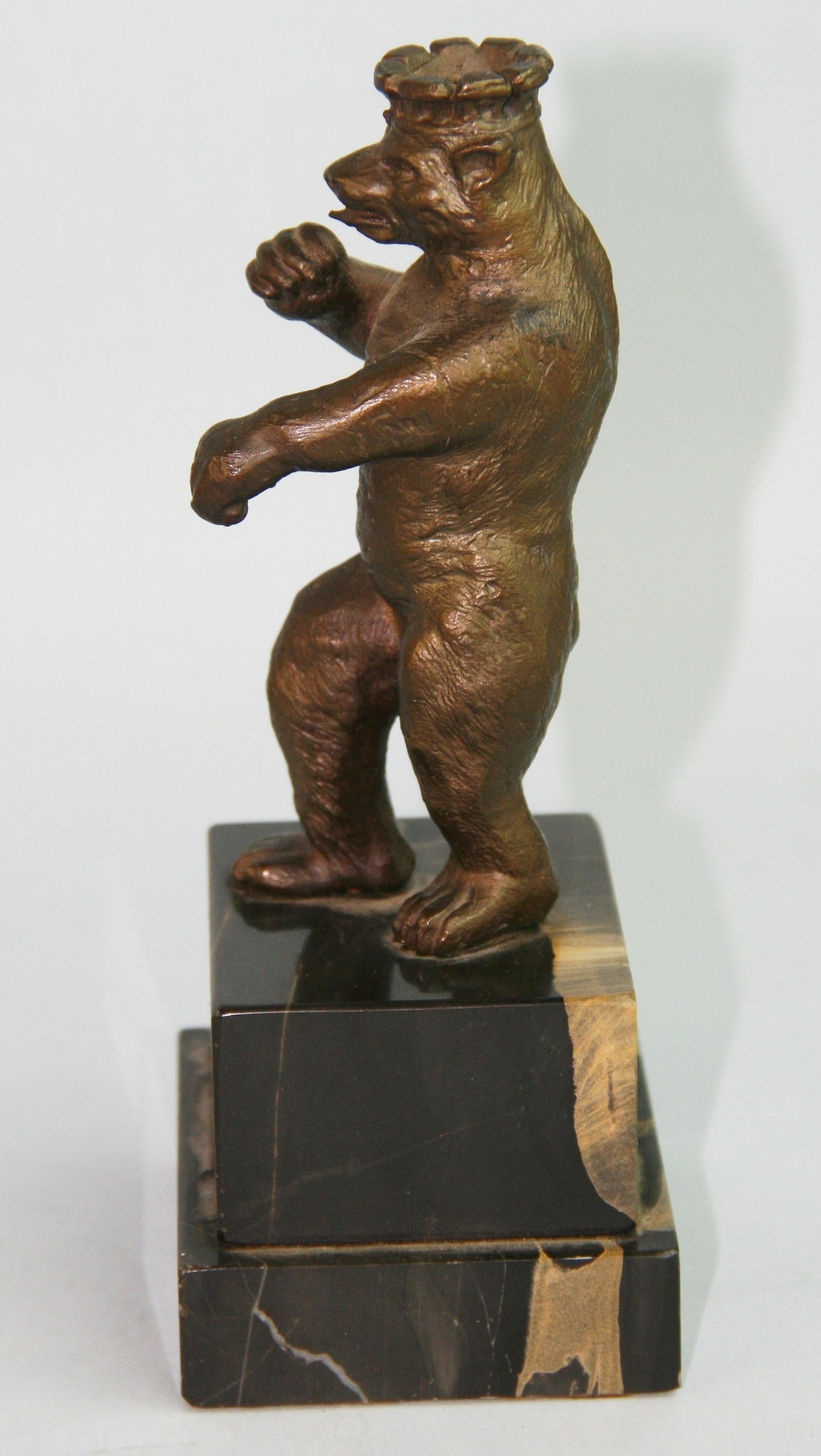 Mid-20th Century German Bronze Boxing Bear Sculpture