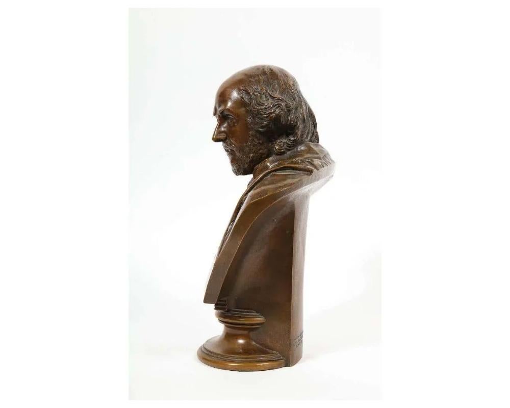 German Bronze Bust of William Shakespeare by Aktien-Gesellschaft Gladenbeck 1890 For Sale 8