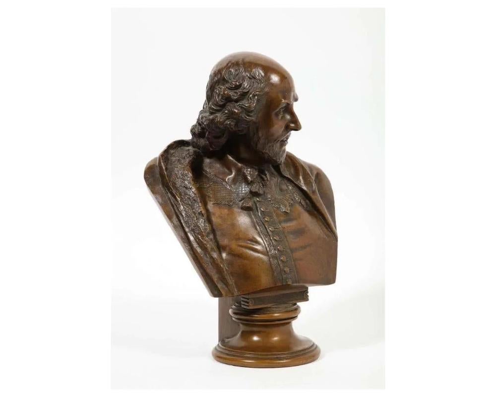 German Bronze Bust of William Shakespeare by Aktien-Gesellschaft Gladenbeck 1890 For Sale 8