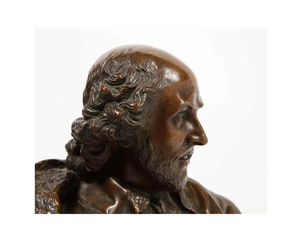 German Bronze Bust of William Shakespeare by Aktien-Gesellschaft Gladenbeck 1890 For Sale 9