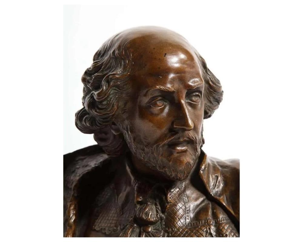 19th Century German Bronze Bust of William Shakespeare by Aktien-Gesellschaft Gladenbeck 1890 For Sale