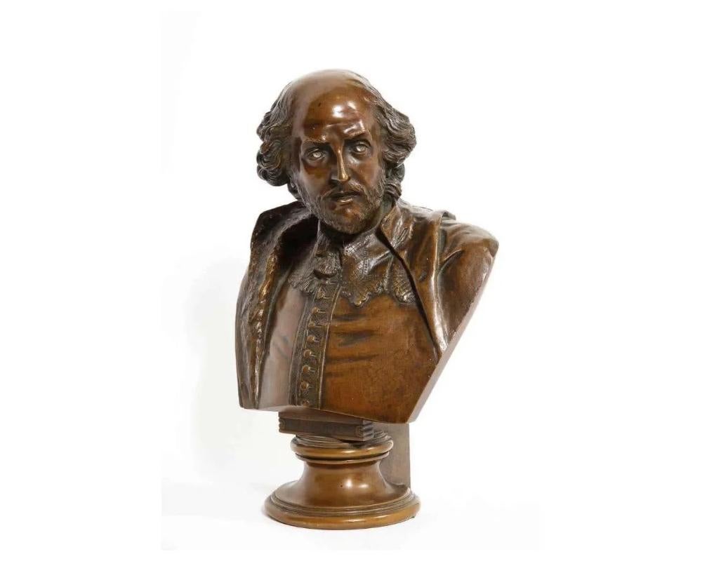 19th Century German Bronze Bust of William Shakespeare by Aktien-Gesellschaft Gladenbeck 1890 For Sale