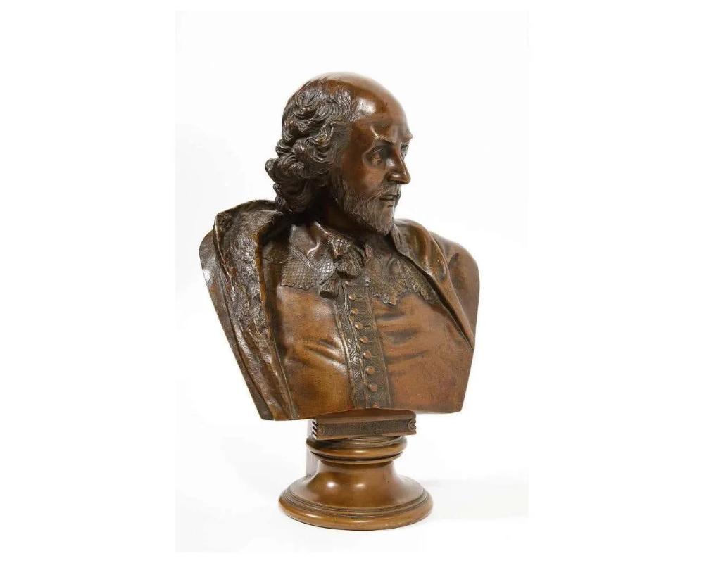 German Bronze Bust of William Shakespeare by Aktien-Gesellschaft Gladenbeck 1890 For Sale 3