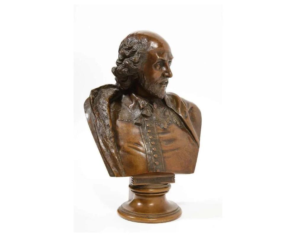 German Bronze Bust of William Shakespeare by Aktien-Gesellschaft Gladenbeck 1890 For Sale 1