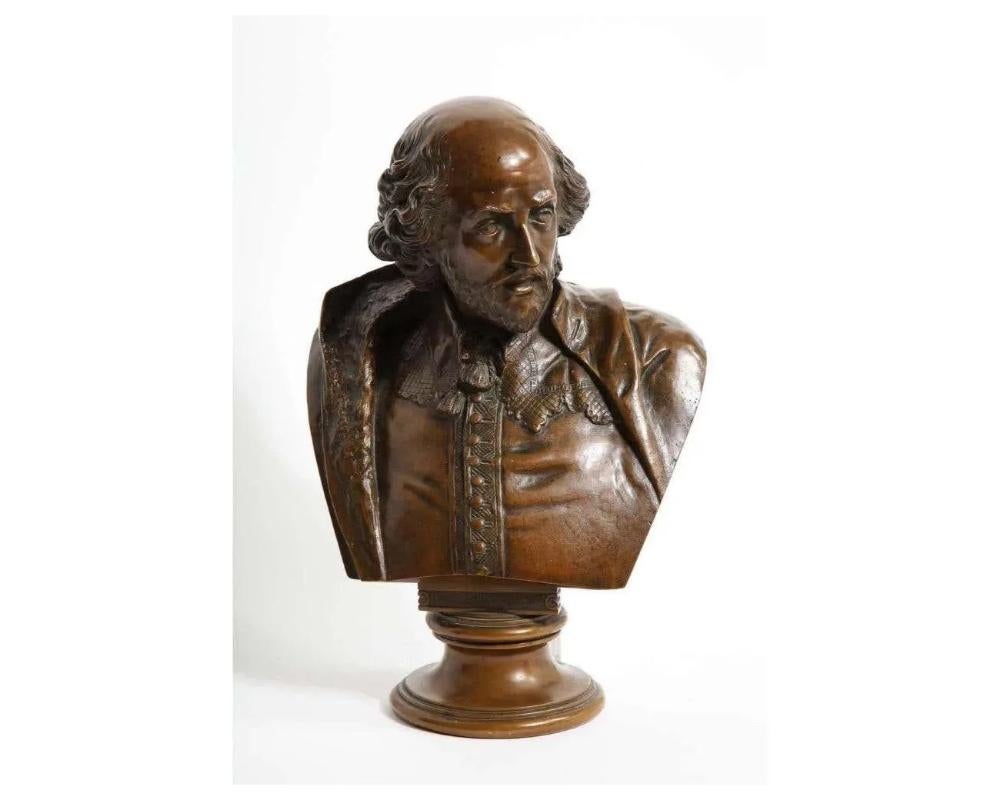 German Bronze Bust of William Shakespeare by Aktien-Gesellschaft Gladenbeck 1890 For Sale 4