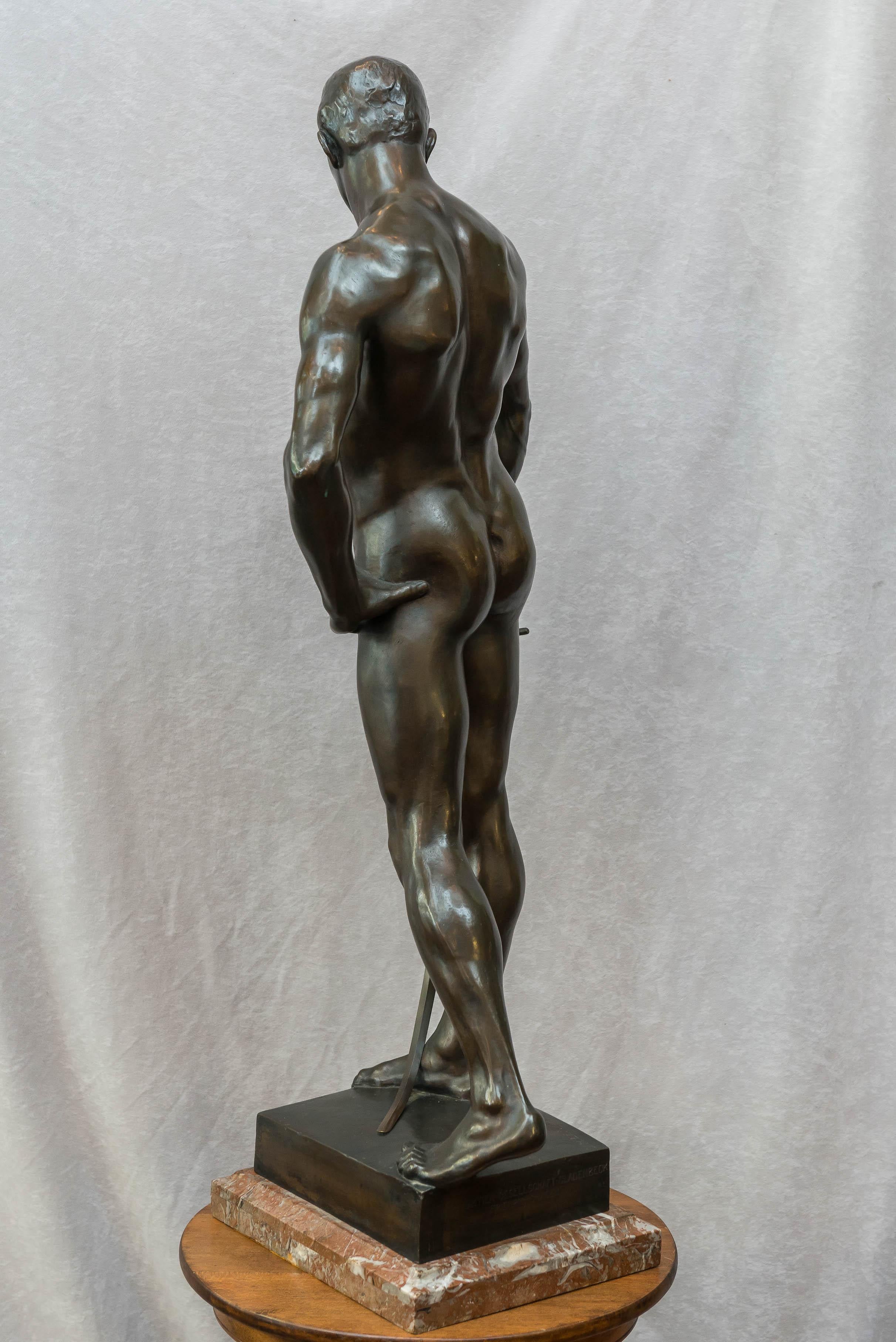 German Bronze Figure of a Nude Male Swordsman, circa 1901 1