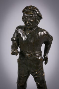 Deutsche Bronzefigur eines Seemanns mit Pfeife:: F. Staeger