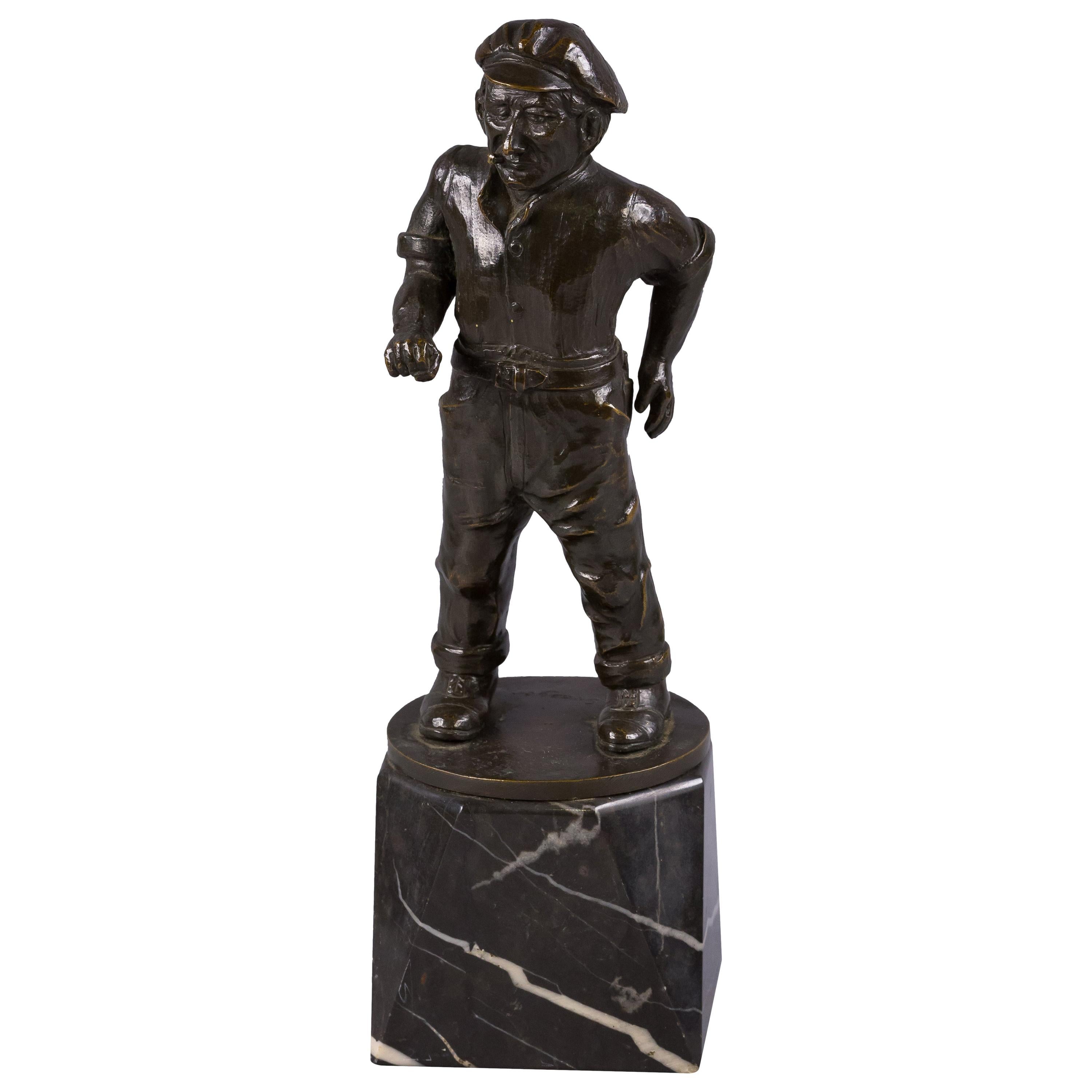 German Bronze Figure of a Seaman with Pipe, F. Staeger