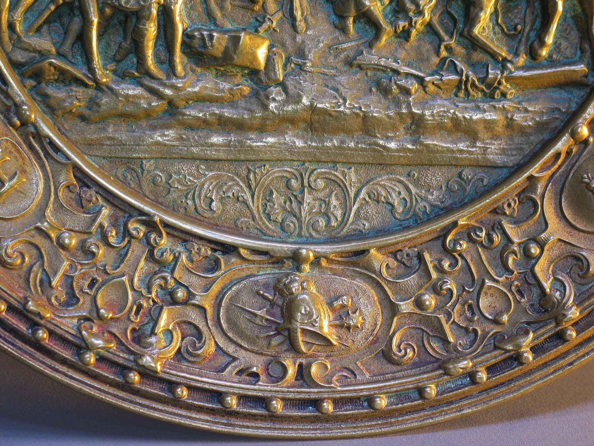 19th Century German Bronze Historicism Charger Depicting Entry of Henry IV into Paris in 1594 For Sale